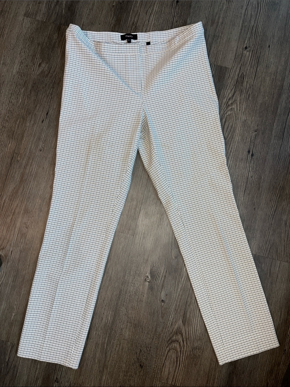 THEORY Black and White Micro-Plaid Trousers